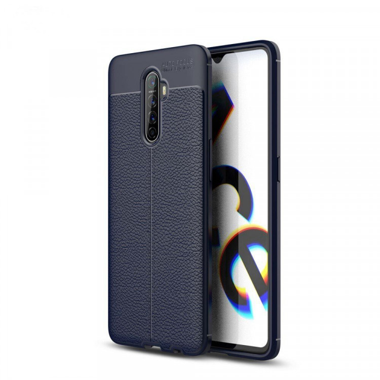 Чехол-накладка Litchi Grain для Oppo Reno Ace (темно-синий)