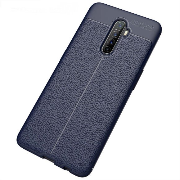 Чехол-накладка Litchi Grain для Oppo Reno Ace (темно-синий)