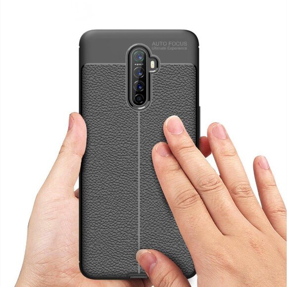 Чехол-накладка Litchi Grain для Oppo Reno Ace (темно-синий)