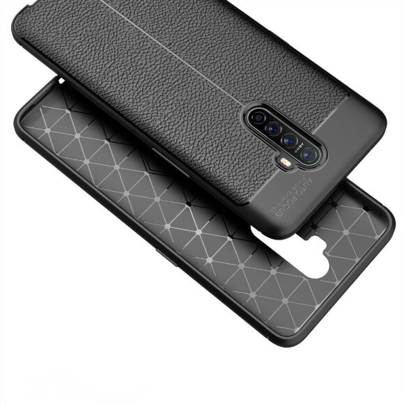 Чехол-накладка Litchi Grain для Oppo Reno Ace (темно-синий)