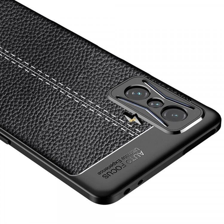 Чехол-накладка Litchi Grain для Xiaomi Poco F4 GT (темно-синий)