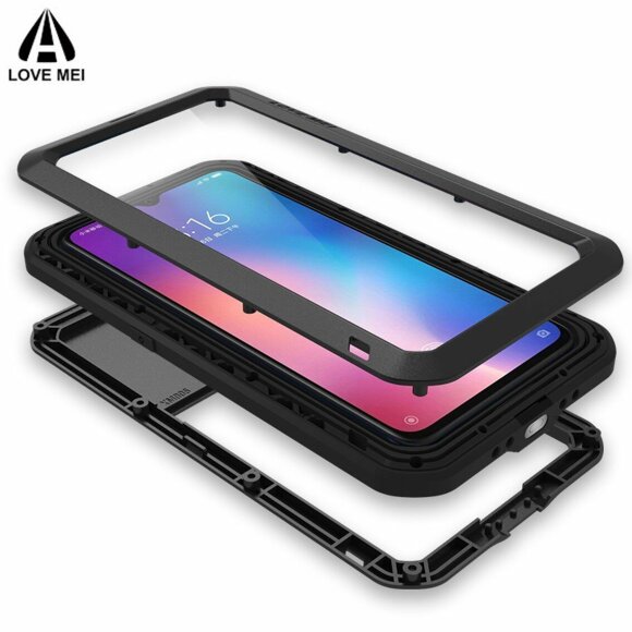 Гибридный чехол LOVE MEI для Xiaomi Mi 9 (черный) Гибридный чехол LOVE MEI для Xiaomi Mi 9 (черный)
