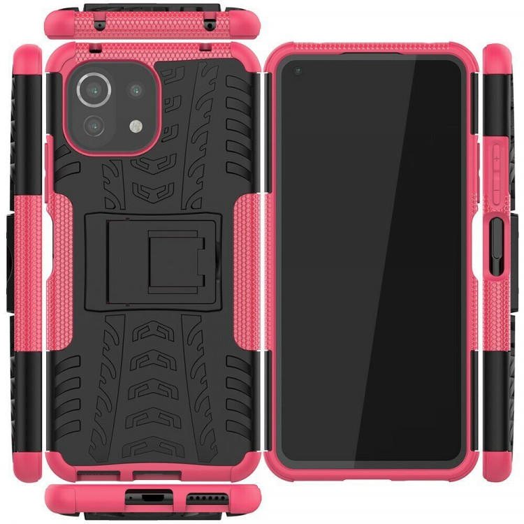 Чехол Hybrid Armor для Xiaomi Mi 11 Lite / Xiaomi Mi 11 Lite 5G (черный + розовый)