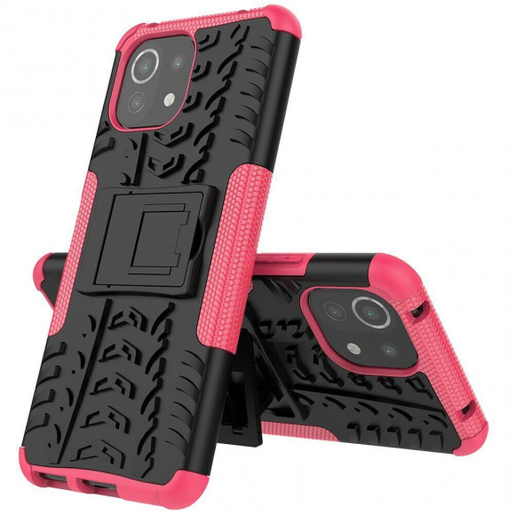 Чехол Hybrid Armor для Xiaomi Mi 11 Lite / Xiaomi Mi 11 Lite 5G (черный + розовый)