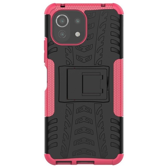 Чехол Hybrid Armor для Xiaomi Mi 11 Lite / Xiaomi Mi 11 Lite 5G (черный + розовый)