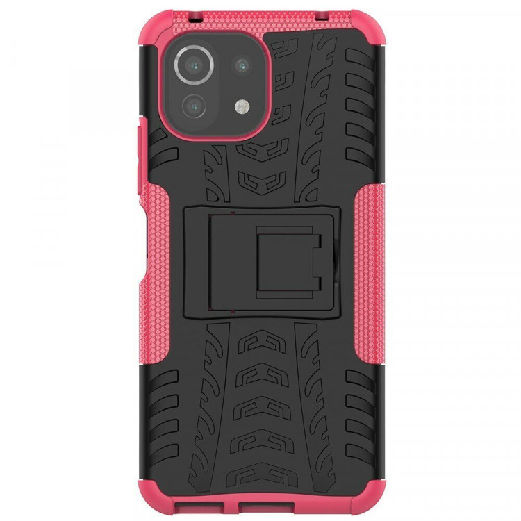 Чехол Hybrid Armor для Xiaomi Mi 11 Lite / Xiaomi Mi 11 Lite 5G (черный + розовый)