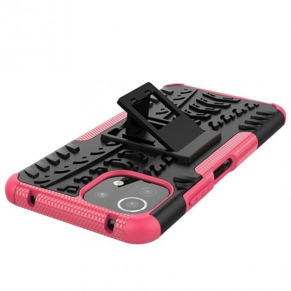 Чехол Hybrid Armor для Xiaomi Mi 11 Lite / Xiaomi Mi 11 Lite 5G (черный + розовый)