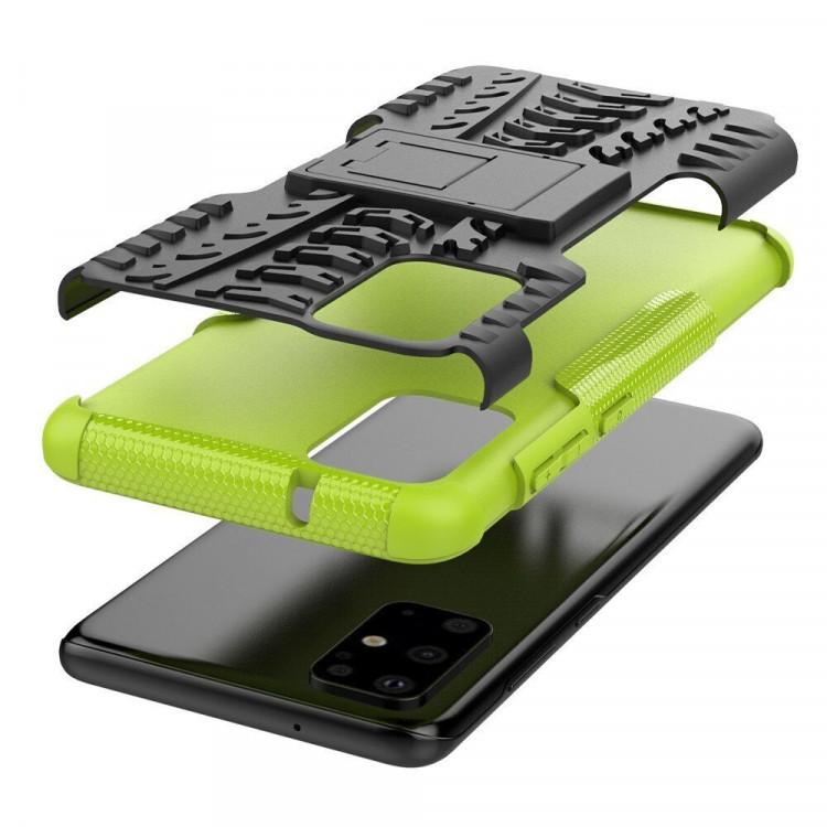 Чехол Hybrid Armor для Samsung Galaxy S20+ (Plus) (черный + зеленый)