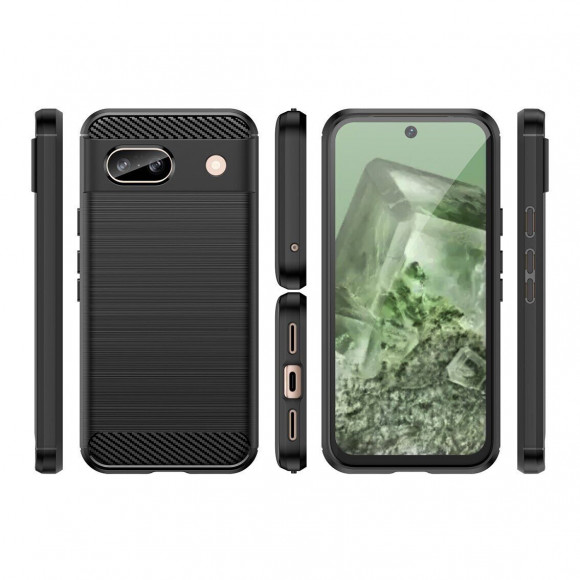 Чехол-накладка Carbon Fibre для Google Pixel 8a (черный) Чехол-накладка Carbon Fibre для Google Pixel 8a (черный)