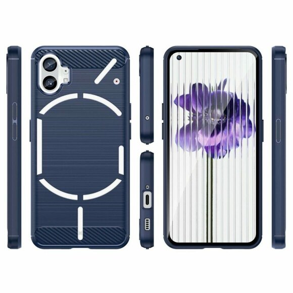 Чехол-накладка Carbon Fibre для Nothing Phone (1) (темно-синий) Чехол-накладка Carbon Fibre для Nothing Phone (1) (темно-синий)