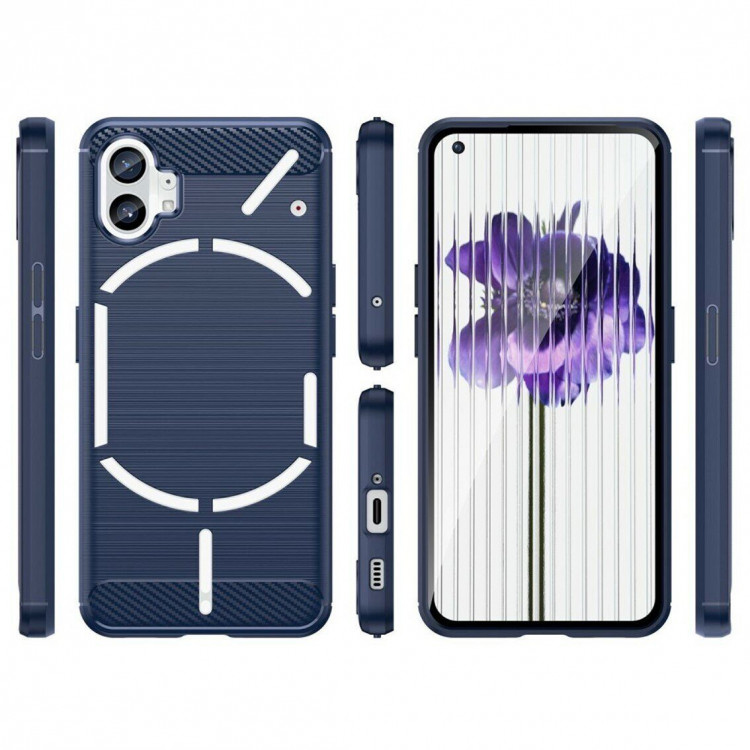 Чехол-накладка Carbon Fibre для Nothing Phone (1) (темно-синий)