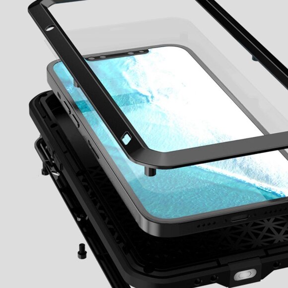 Гибридный чехол LOVE MEI для iPhone 12 Pro Max (черный)