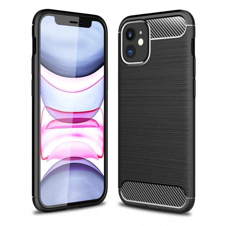Чехол-накладка Carbon Fibre для iPhone 12 mini (черный)