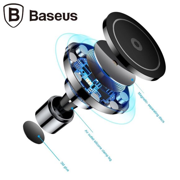 Магнитный автодержатель с беспроводной зарядкой Baseus Car Mount Wireless Charger Магнитный автодержатель с беспроводной зарядкой Baseus Car Mount Wireless Charger