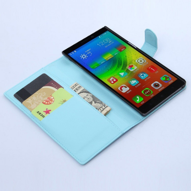 Чехол с визитницей для Lenovo Vibe Z2 (голубой)