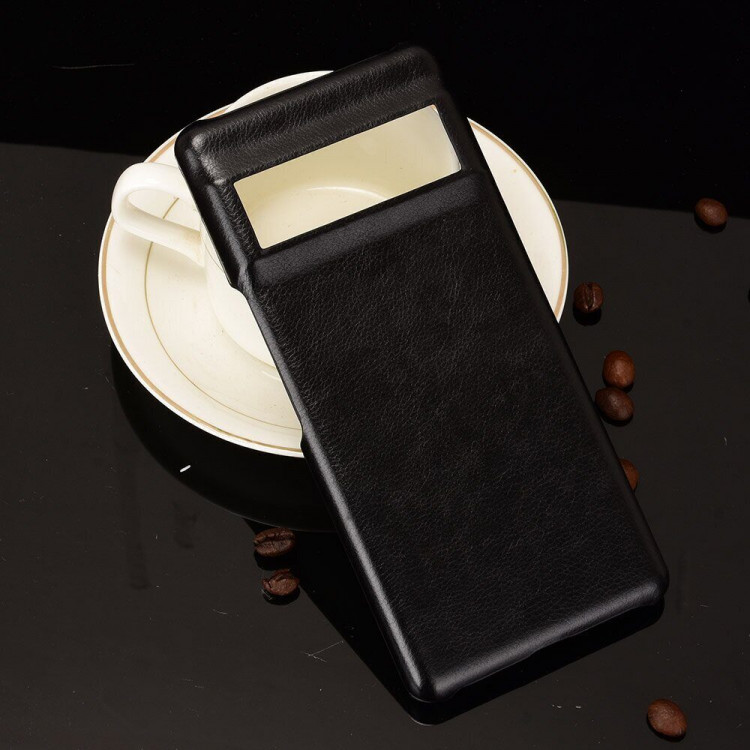 Кожаная накладка-чехол для Google Pixel 6 (черный)