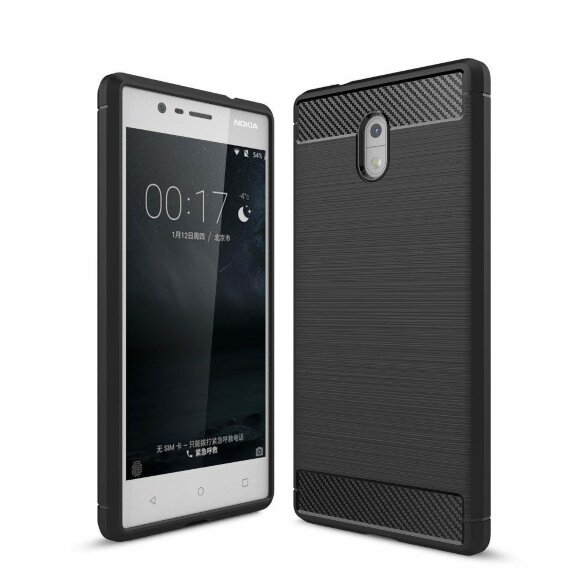 Чехол-накладка Carbon Fibre для Nokia 3 (черный)