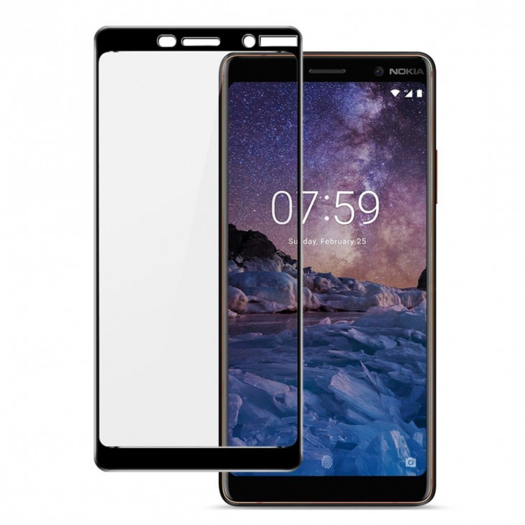Защитное стекло 3D для Nokia 7 Plus (черный)