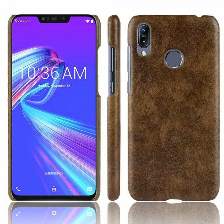 Кожаная накладка-чехол Litchi Texture для ASUS Zenfone Max (M2) ZB633KL (коричневый)