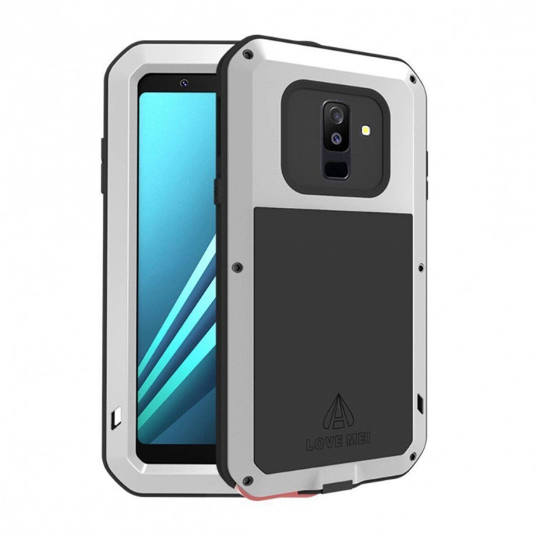 Гибридный чехол LOVE MEI для Samsung Galaxy A6+ (Plus) (серебряный)