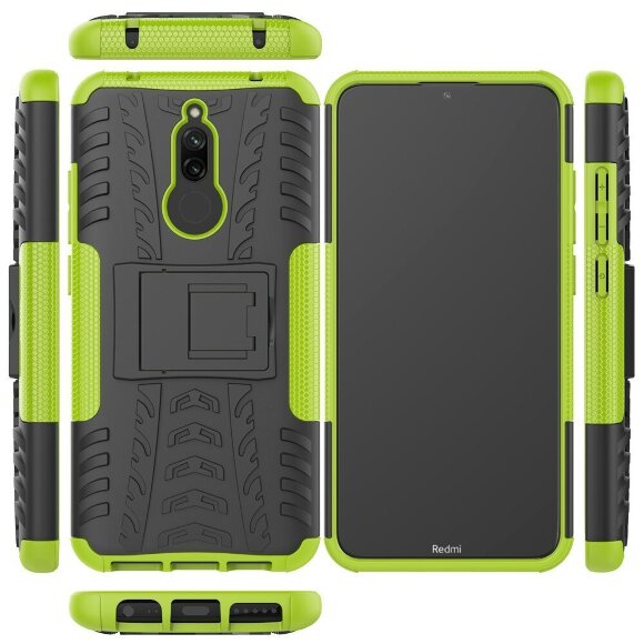 Чехол Hybrid Armor для Xiaomi Redmi 8 / Redmi 8A (черный + зеленый)