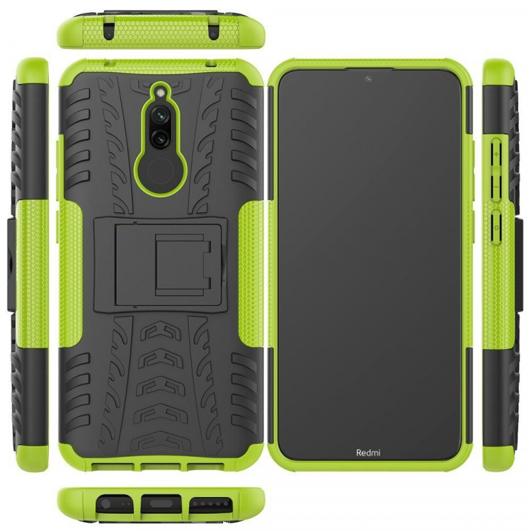Чехол Hybrid Armor для Xiaomi Redmi 8 / Redmi 8A (черный + зеленый)