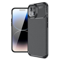 Чехол Carbon Texture Shockproof для iPhone 15 (черный)