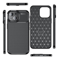 Чехол Carbon Texture Shockproof для iPhone 15 (черный)