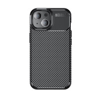 Чехол Carbon Texture Shockproof для iPhone 15 (черный)