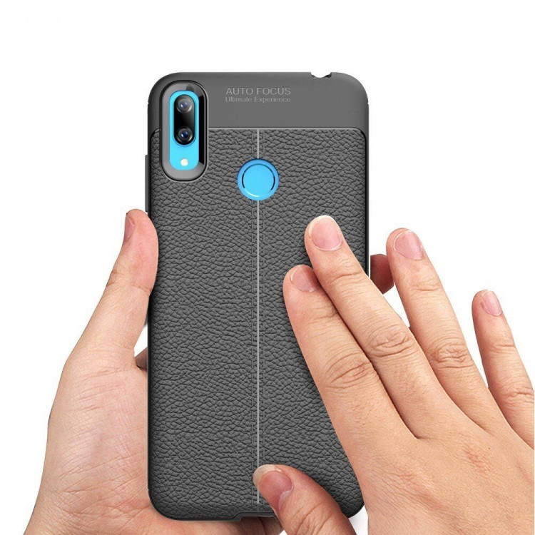 Чехол-накладка Litchi Grain для Huawei Y7 (2019) / Y7 Prime (2019) (темно-синий)