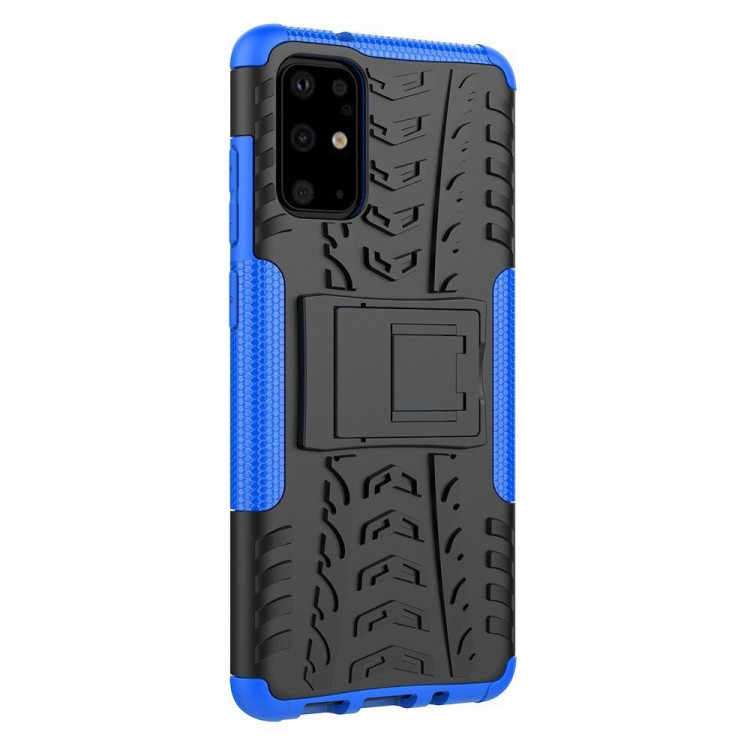 Чехол Hybrid Armor для Samsung Galaxy S20+ (Plus) (черный + голубой)