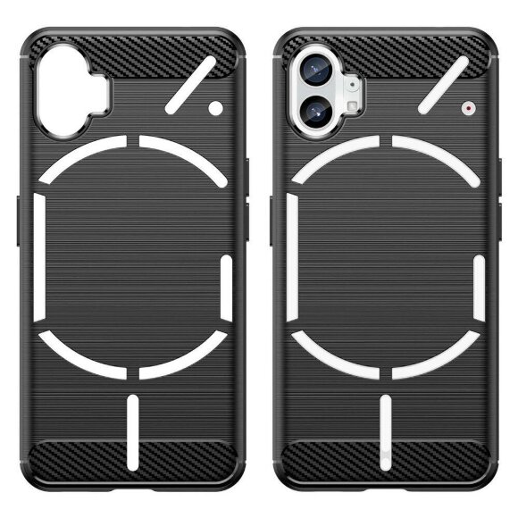 Чехол-накладка Carbon Fibre для Nothing Phone (1) (черный) Чехол-накладка Carbon Fibre для Nothing Phone (1) (черный)