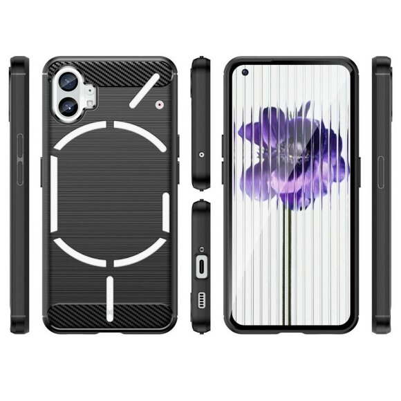 Чехол-накладка Carbon Fibre для Nothing Phone (1) (черный) Чехол-накладка Carbon Fibre для Nothing Phone (1) (черный)