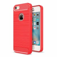 Чехол-накладка Carbon Fibre для iPhone 5 / 5S / SE (красный)