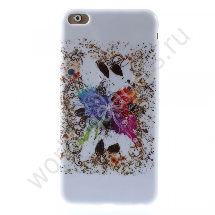 Чехол из мягкого пластика для iPhone 6 Plus (Бабочка)