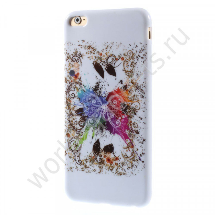 Чехол из мягкого пластика для iPhone 6 Plus (Бабочка)