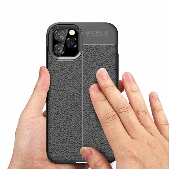 Чехол-накладка Litchi Grain для iPhone 11 Pro (темно-синий)