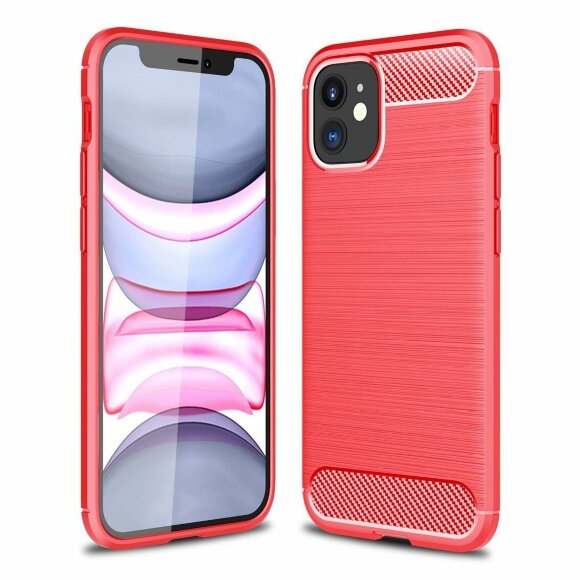 Чехол-накладка Carbon Fibre для iPhone 12 mini (красный)