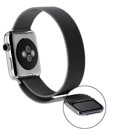 Миланский сетчатый браслет Luxury для Apple Watch 40 и 38мм (черный) Миланский сетчатый браслет Luxury для Apple Watch 40 и 38мм (черный)