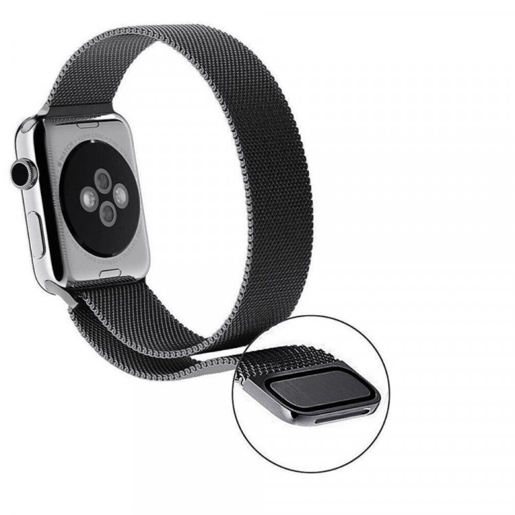 Миланский сетчатый браслет Luxury для Apple Watch 40 и 38мм (черный)