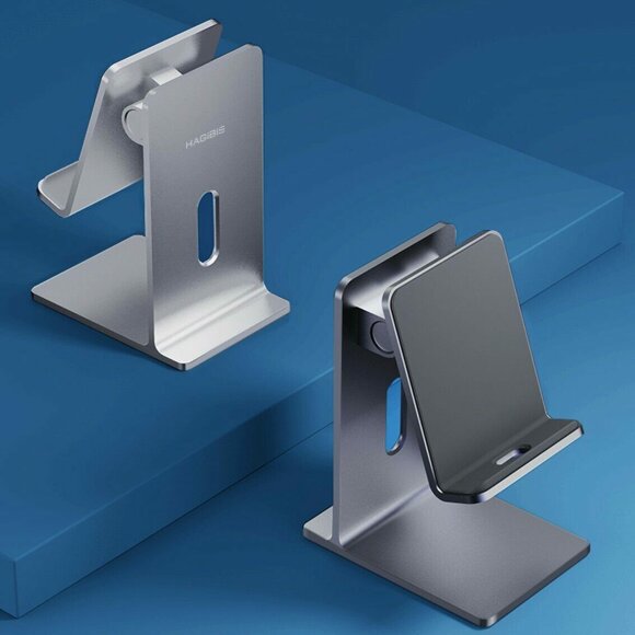 Алюминиевая подставка Hagibis для смартфона и планшета (серебряный)