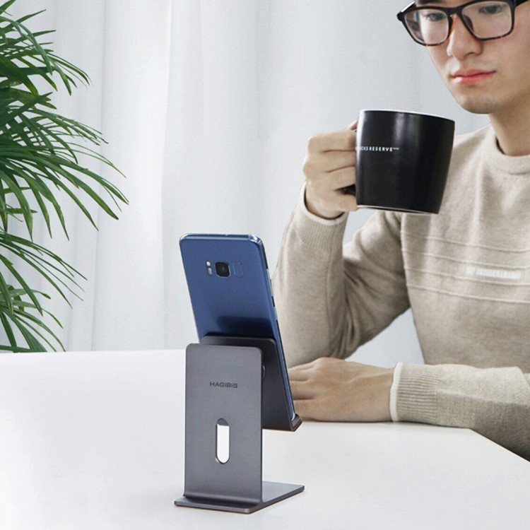 Алюминиевая подставка Hagibis для смартфона и планшета (серебряный)