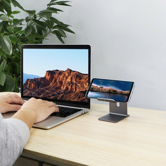 Алюминиевая подставка Hagibis для смартфона и планшета (серебряный)