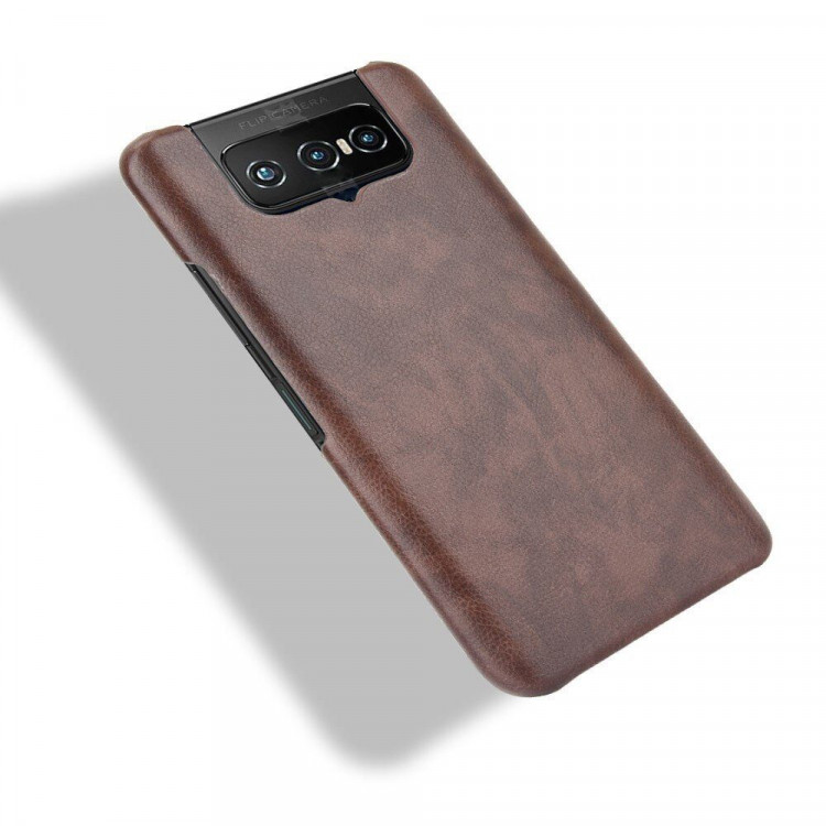 Кожаная накладка-чехол для Asus Zenfone 7 ZS670KS / Zenfone 7 Pro ZS671KS (коричневый)