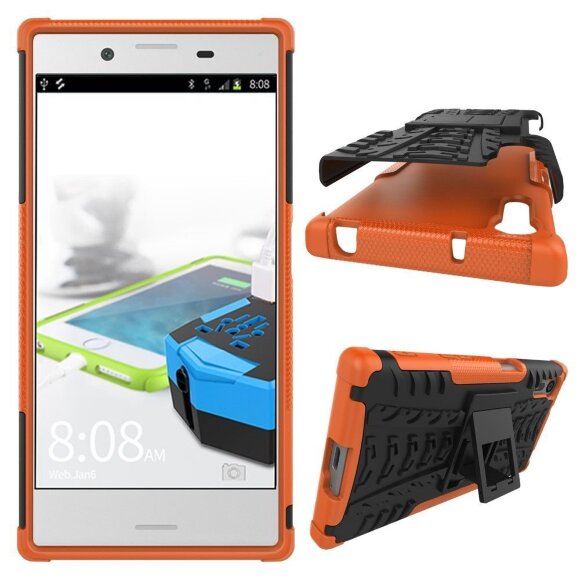 Чехол Hybrid Armor для Sony Xperia XZ / XZs (черный + оранжевый)