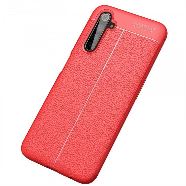 Чехол-накладка Litchi Grain для Realme 6 Pro (красный)