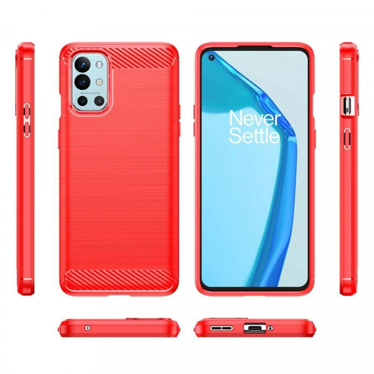 Чехол-накладка Carbon Fibre для OnePlus 9R (красный)