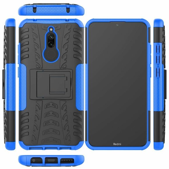 Чехол Hybrid Armor для Xiaomi Redmi 8 / Redmi 8A (черный + голубой)