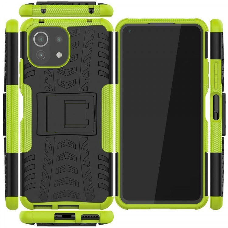 Чехол Hybrid Armor для Xiaomi Mi 11 Lite / Xiaomi Mi 11 Lite 5G (черный + зеленый)