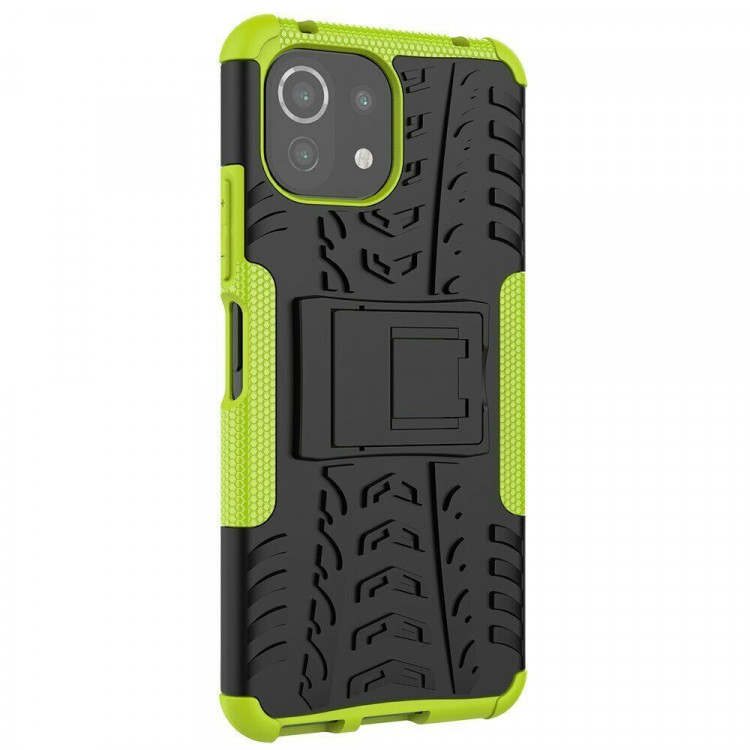 Чехол Hybrid Armor для Xiaomi Mi 11 Lite / Xiaomi Mi 11 Lite 5G (черный + зеленый)